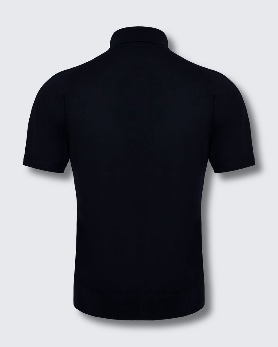 Dicken Merino Wool Silk Cashmere Polo Shirt Navy