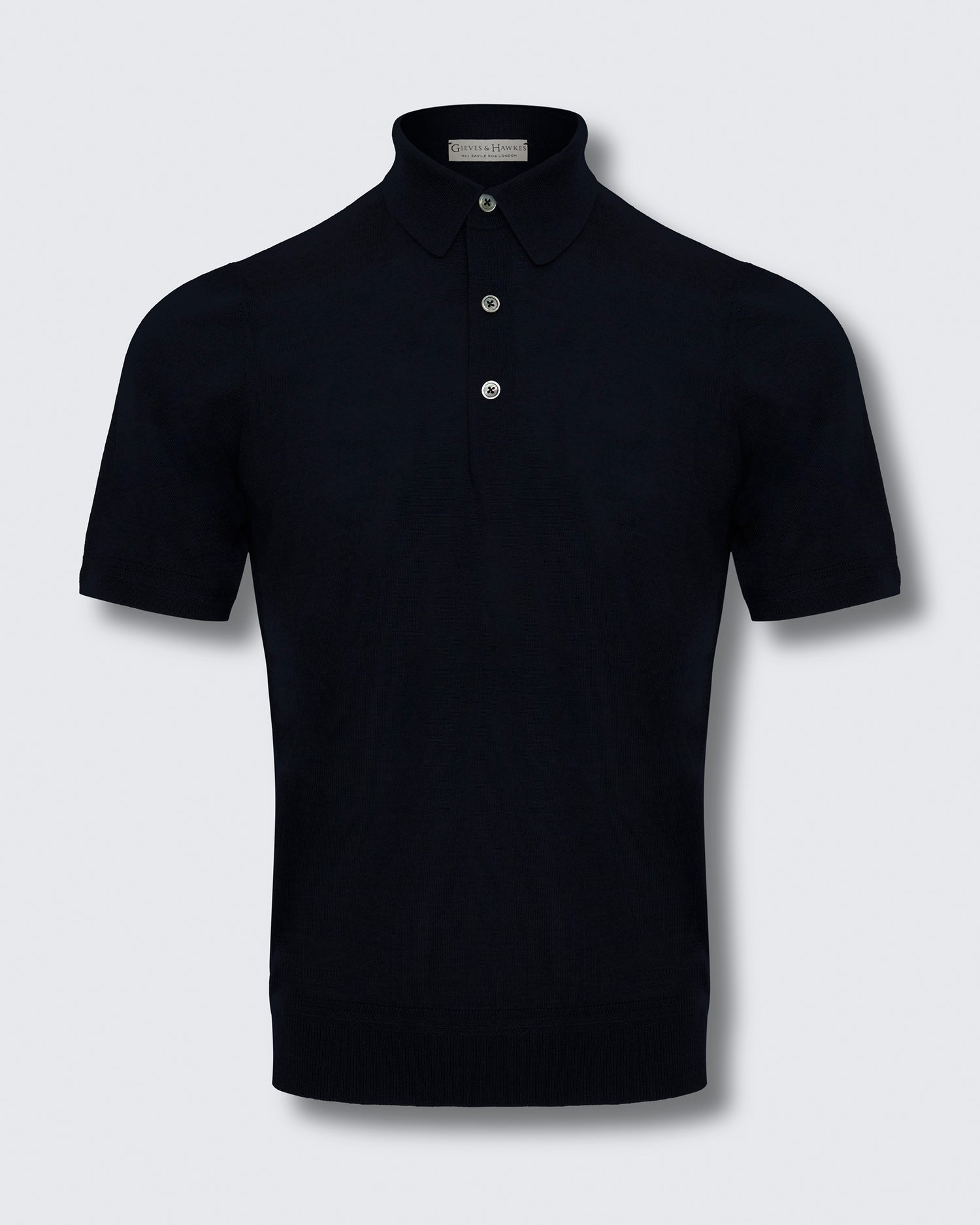 Dicken Merino Wool Silk Cashmere Polo Shirt Navy