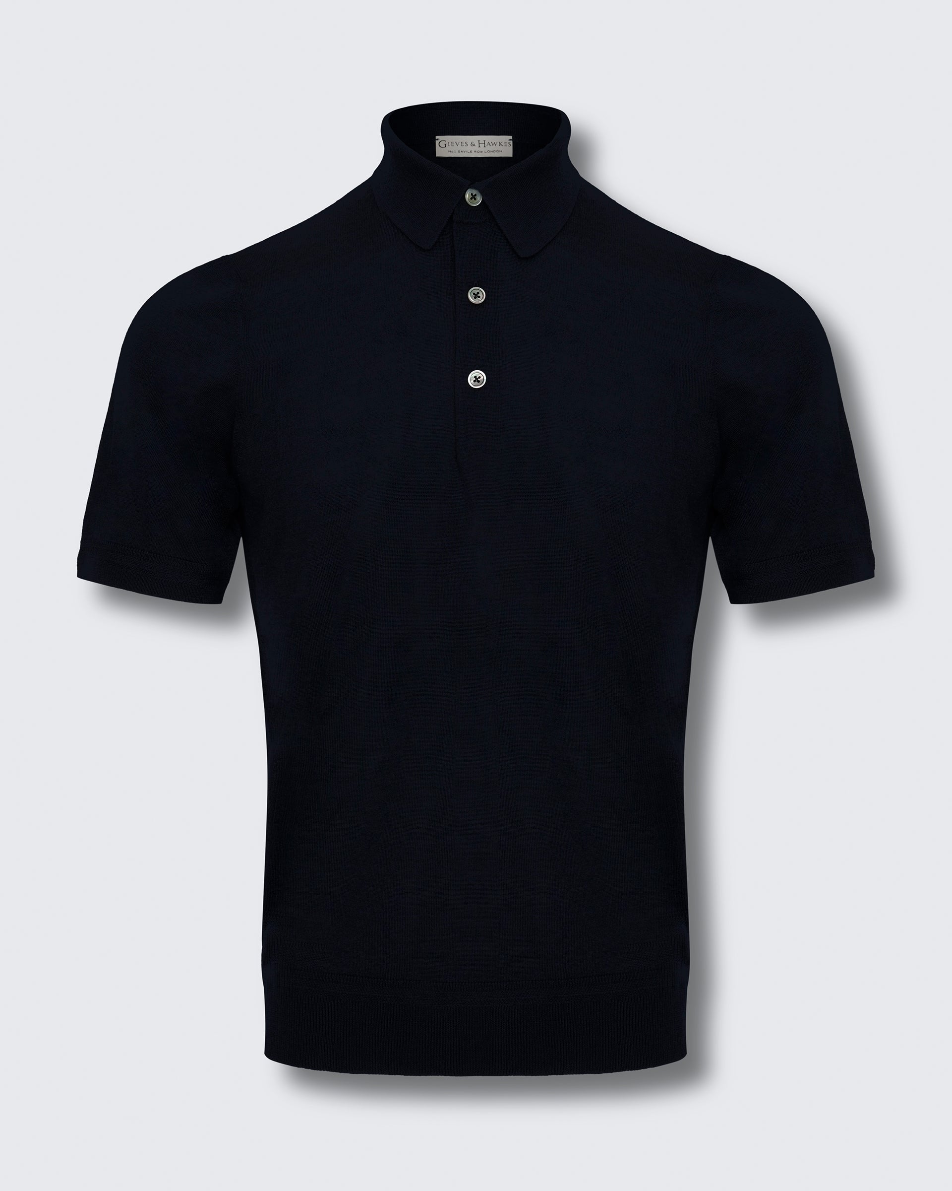 Dicken Merino Wool Silk Cashmere Polo Shirt Navy