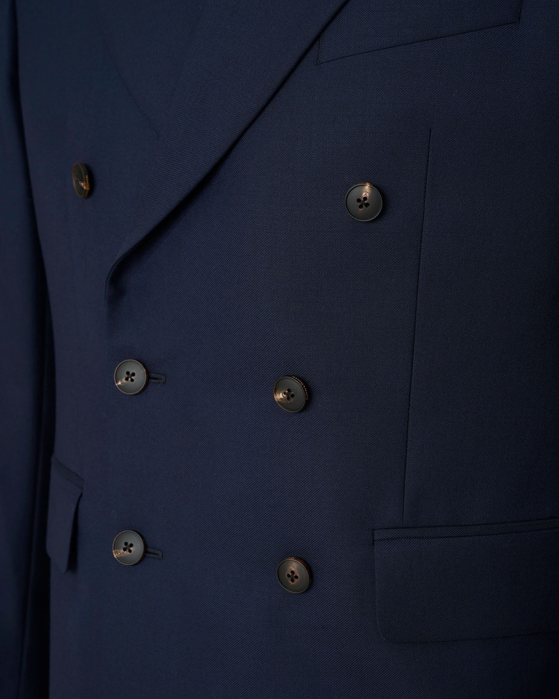 Doughty Wool Double Breasted Suit Jacket Navy