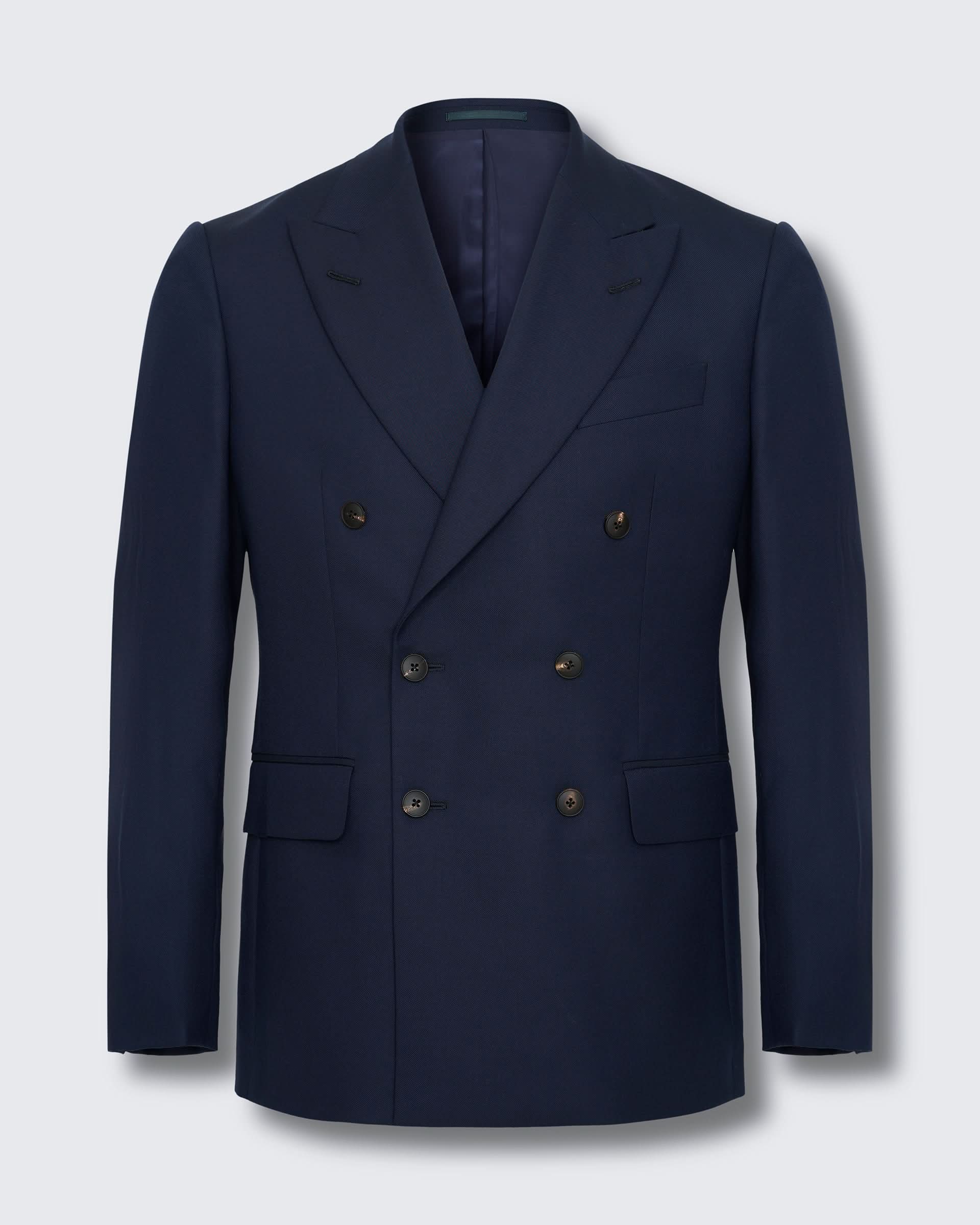 Doughty Wool Double Breasted Suit Jacket Navy