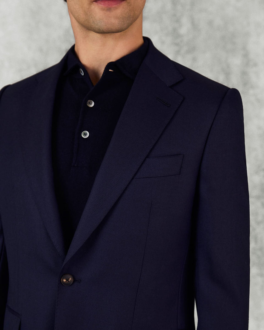 Doughty Wool Single Breasted Suit Jacket Navy