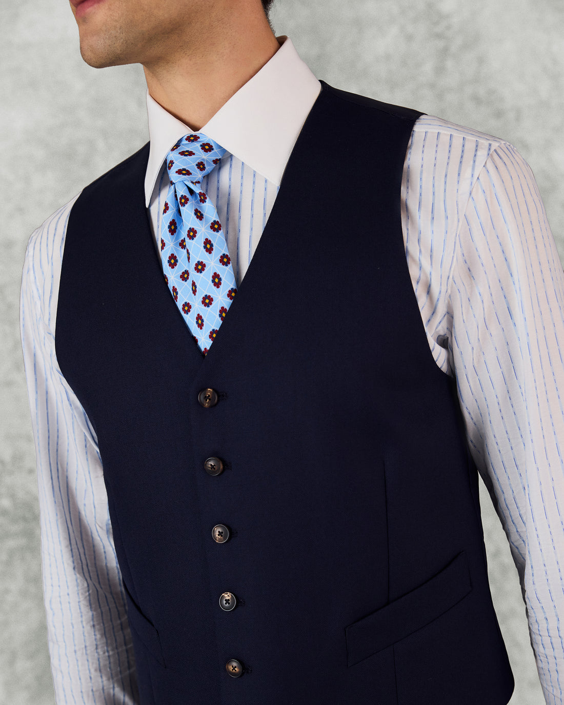 Doughty Wool Twill Suit Waistcoat Navy