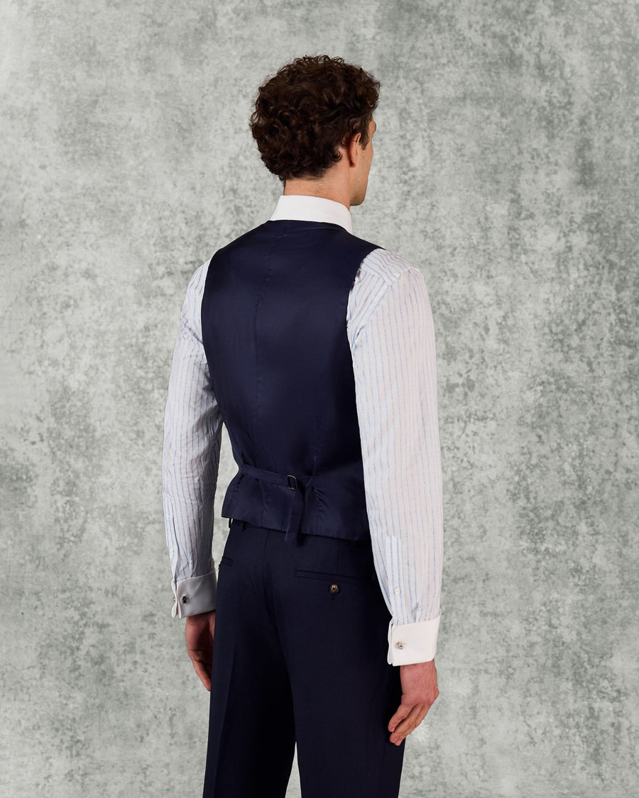 Doughty Wool Twill Suit Waistcoat Navy