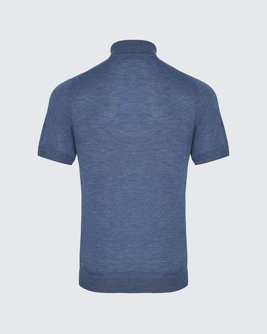Dicken Merino Wool Silk Cashmere Polo Shirt Light Blue