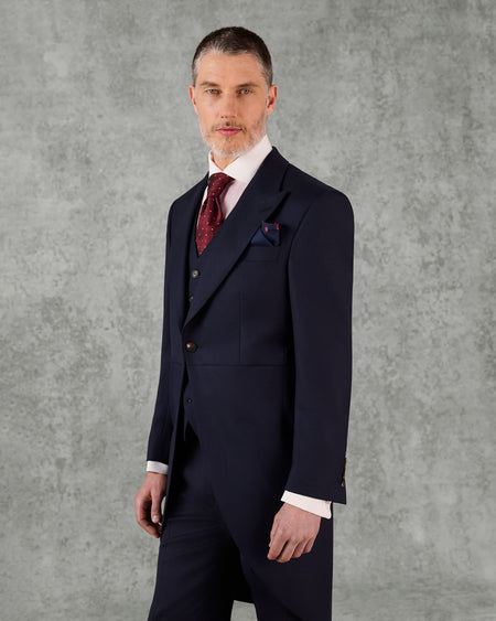 Edwards Virgin Wool Twill Morning Coat Navy