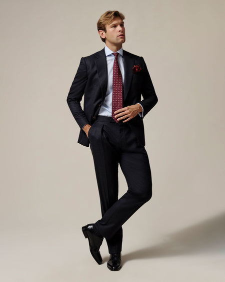 Bowles Flannel Wool Suit Charcoal