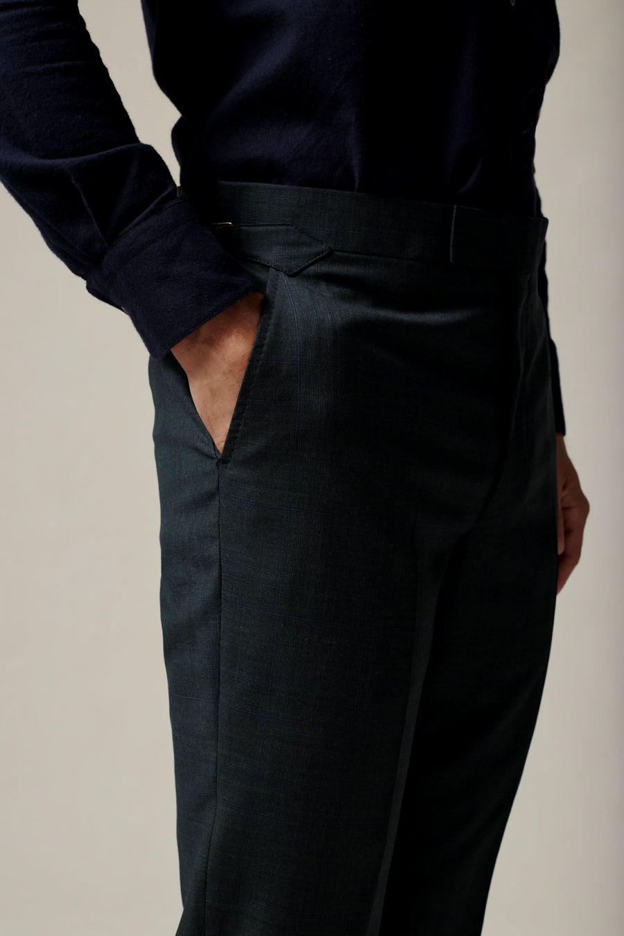 Ewan Check Virgin Wool Suit Pant Green