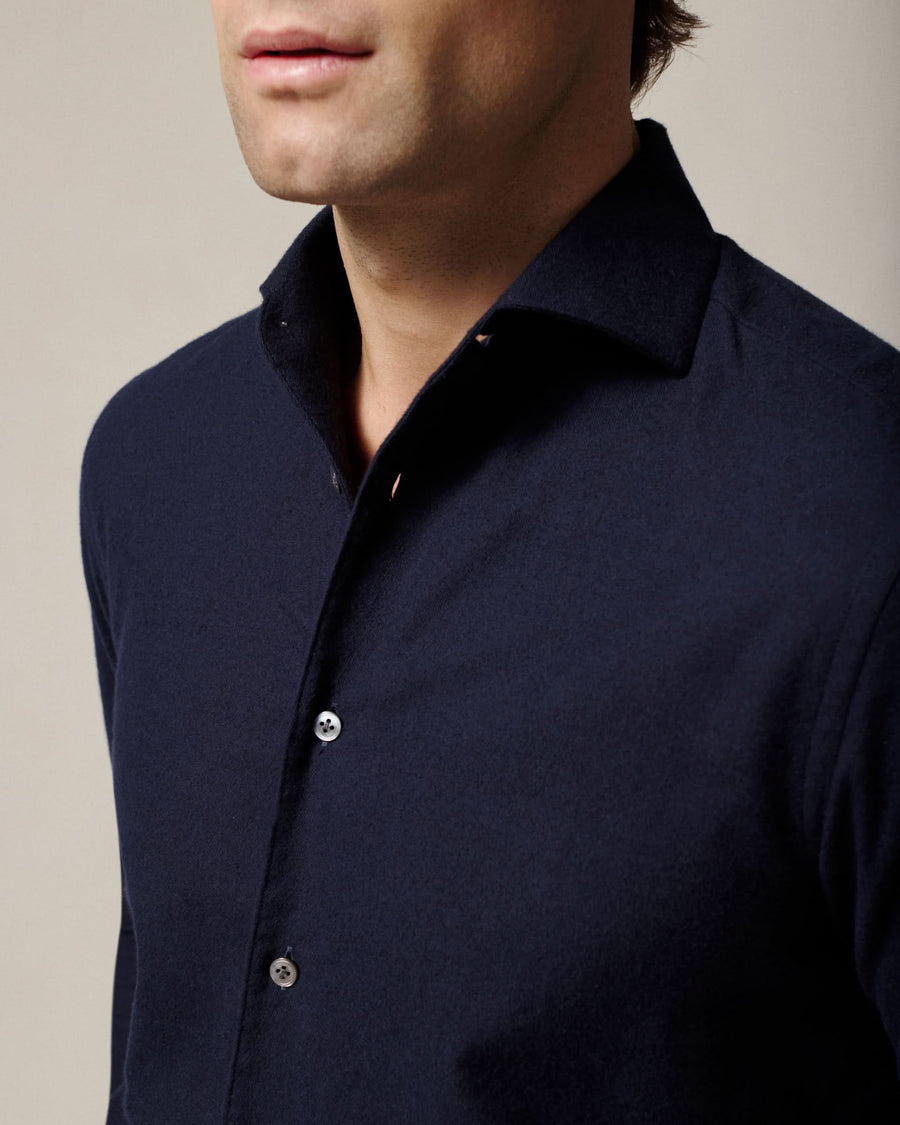 Rorie Brushed Twill Cotton Shirt Navy