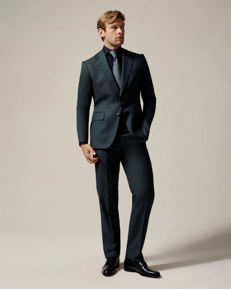 Ewan Check Virgin Wool Suit Green