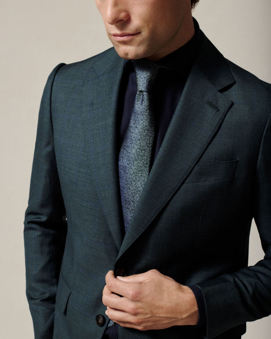 Ewan Check Virgin Wool Suit Jacket Green