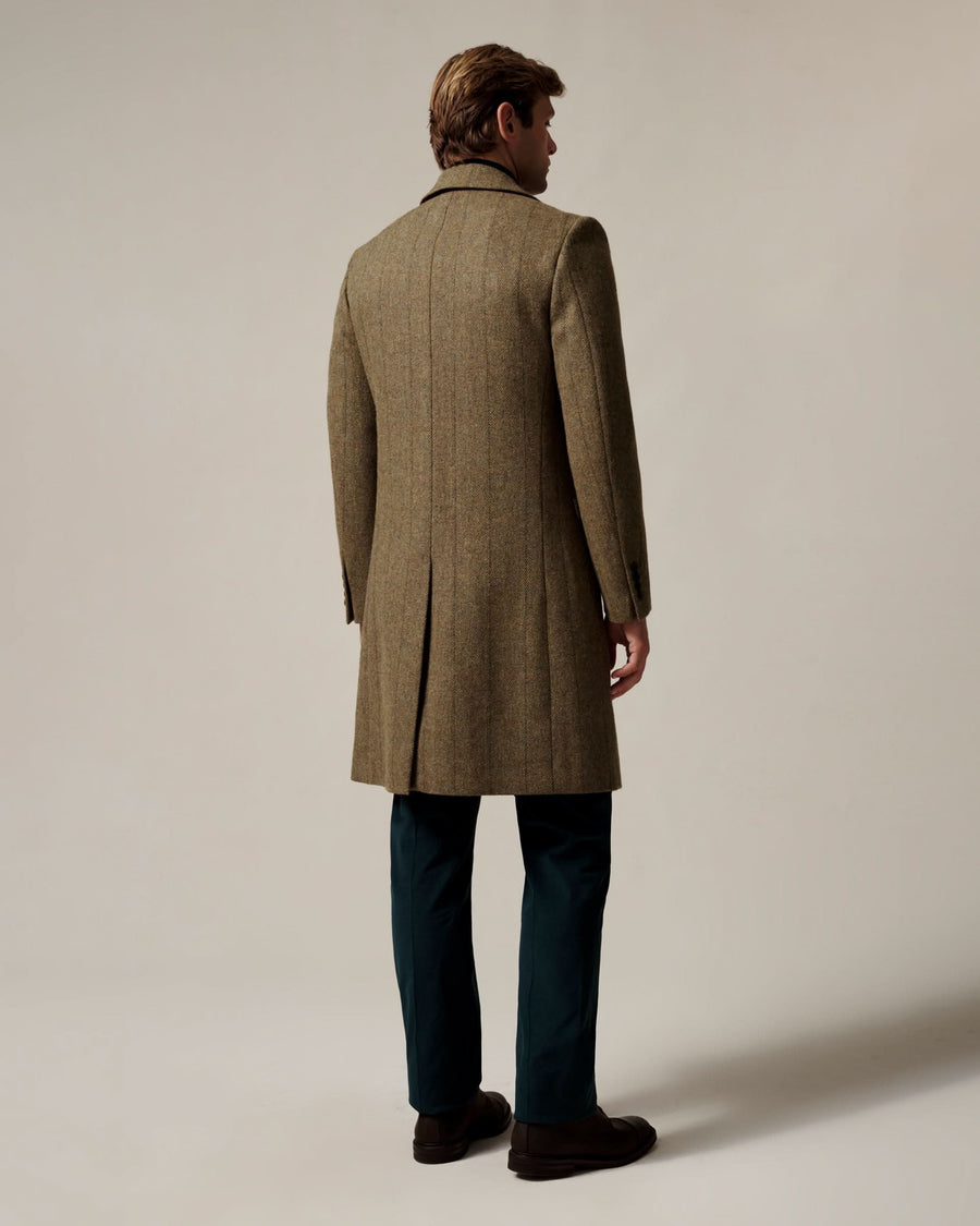 Garth Car Coat Green Herringbone