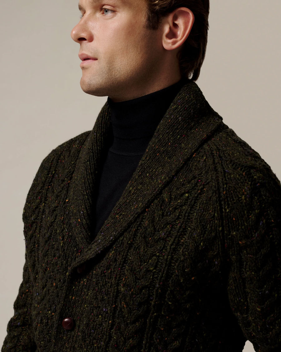 Nair Donegal Merino Wool Cardigan Khaki