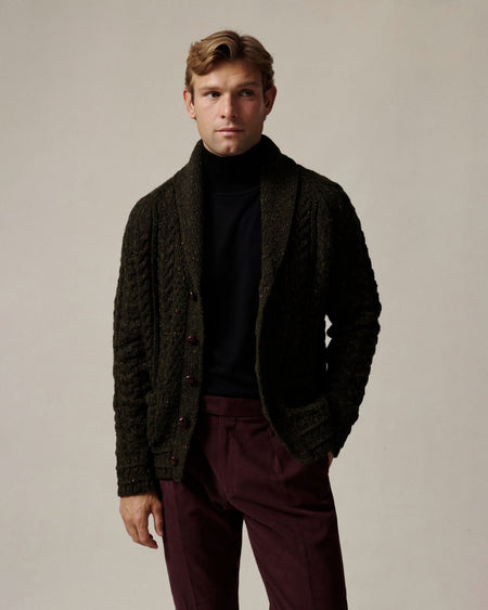 Nair Donegal Merino Wool Cardigan Khaki