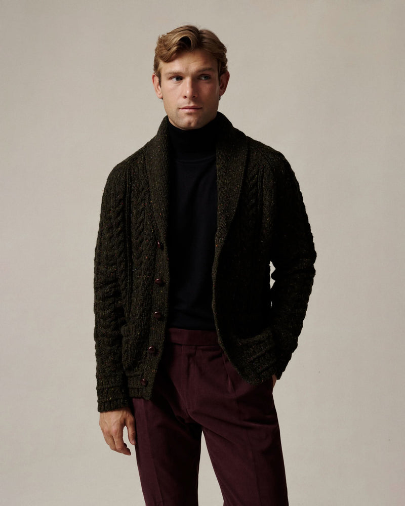 Nair Donegal Merino Wool Cardigan Khaki