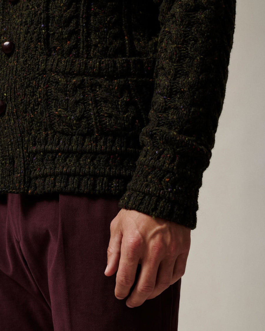 Nair Donegal Merino Wool Cardigan Khaki