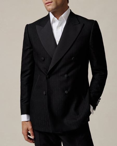 Symons Wool Morse Code Jacquard Dress Jacket Black