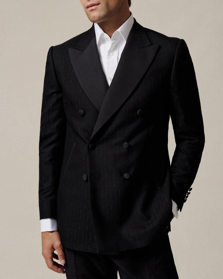 Symons Wool Morse Code Jacquard Dress Jacket Black