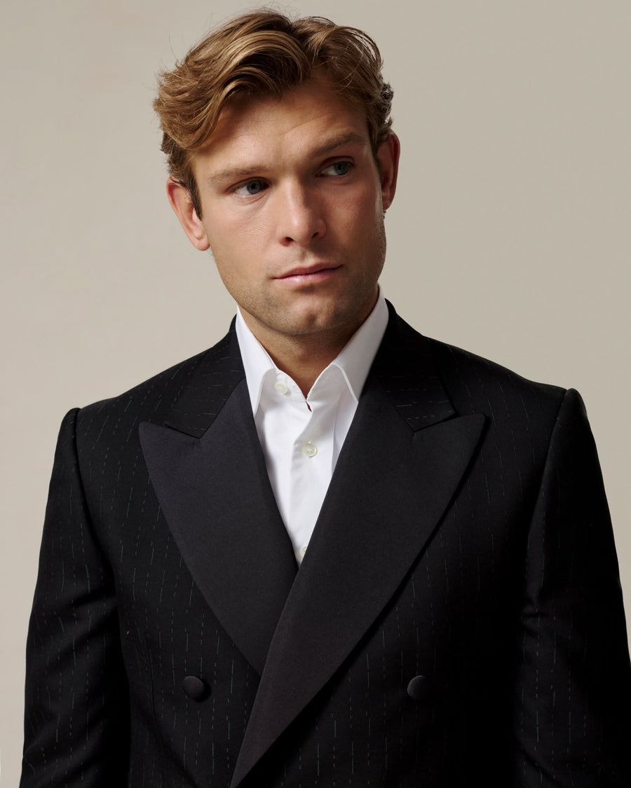 Symons Wool Morse Code Jacquard Dress Jacket Black