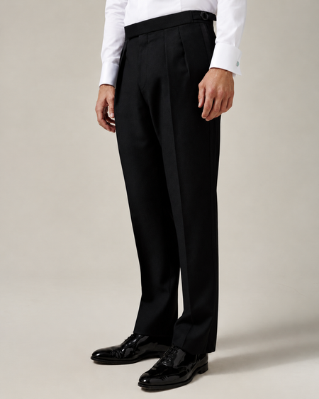 Gieves Wool & Mohair Barathea White Tie Trouser Black