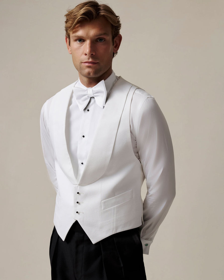 Gieves White Tie Marcella Waistcoat White