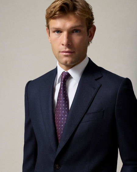 Anderson Flannel Virgin Wool Suit Jacket Navy