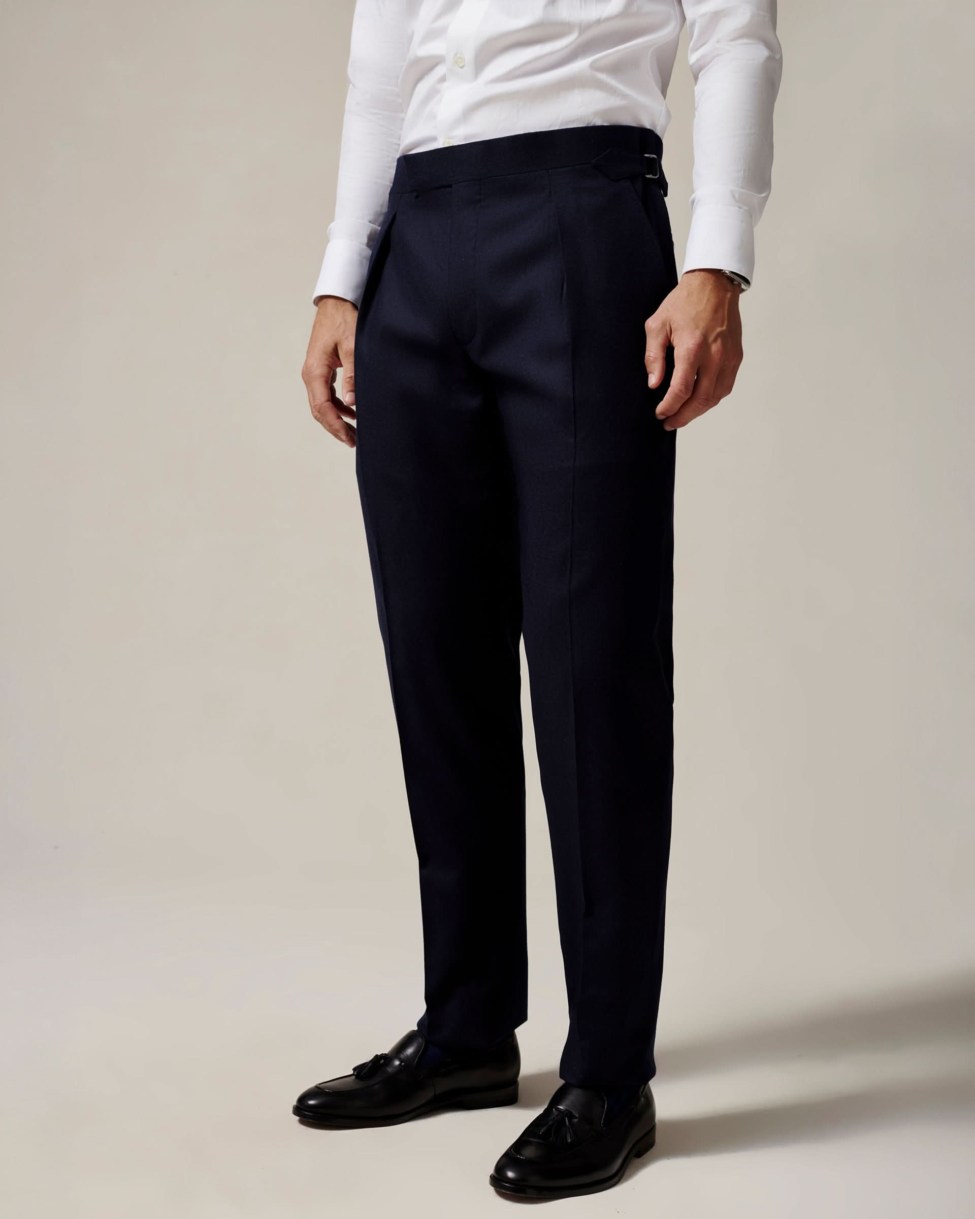 Anderson Flannel Wool Single Pleated Suit Trouser Navy – Gieves