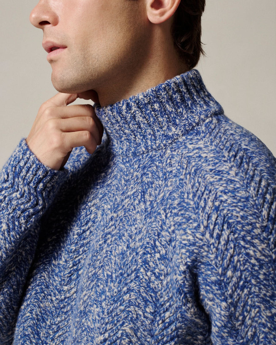 Adams Melange Lambswool Funnel Neck Jumper Blue