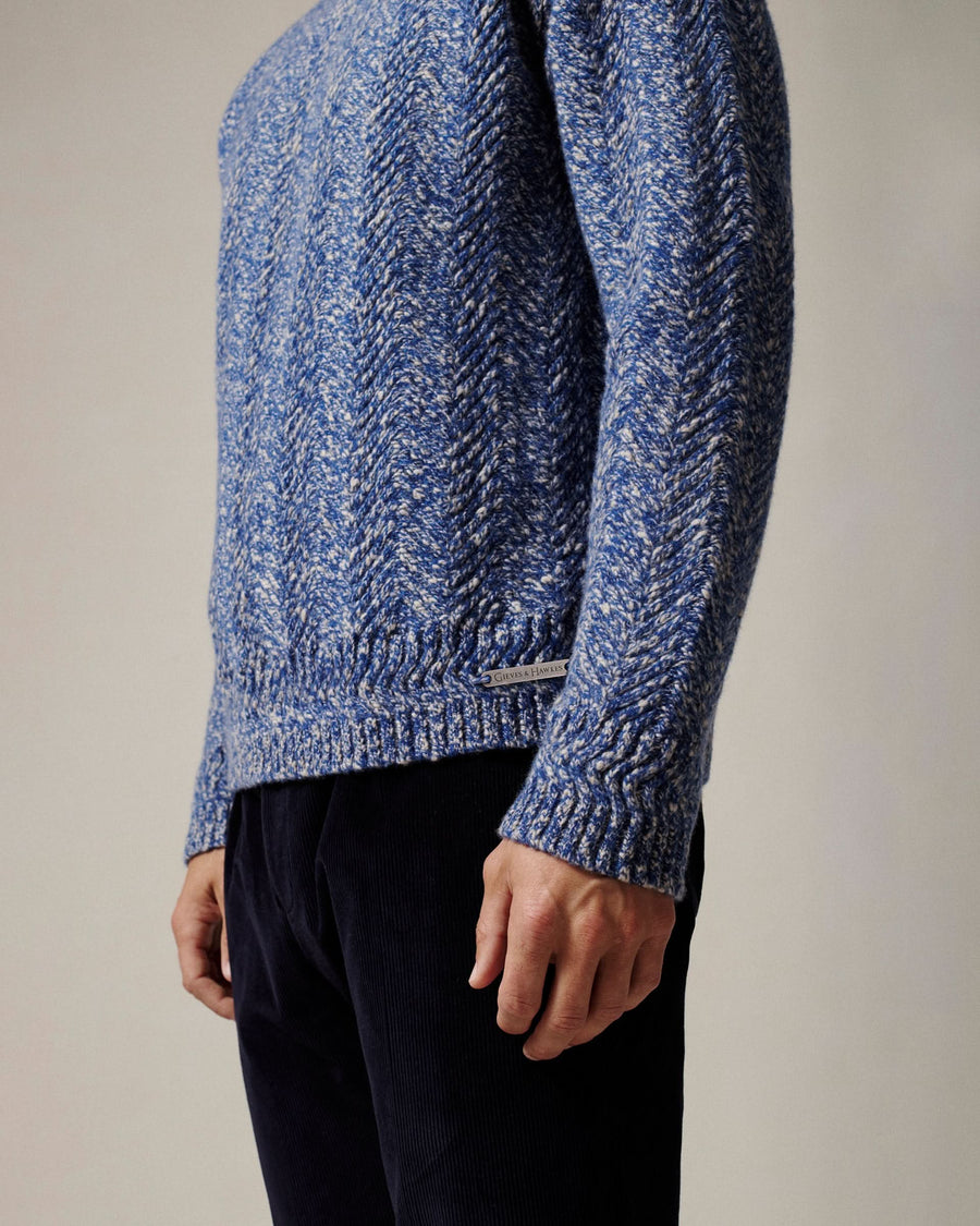 Adams Melange Lambswool Funnel Neck Jumper Blue