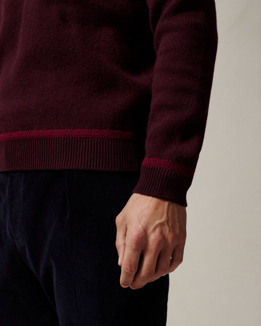 Wattie Gieves Logo Merino Wool Crew Jumper Burgundy