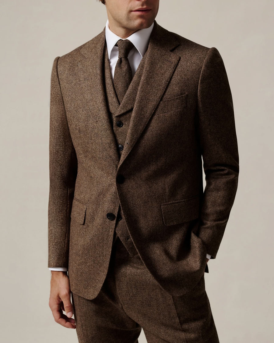 Newton Donegal Lambswool Suit Jacket Brown