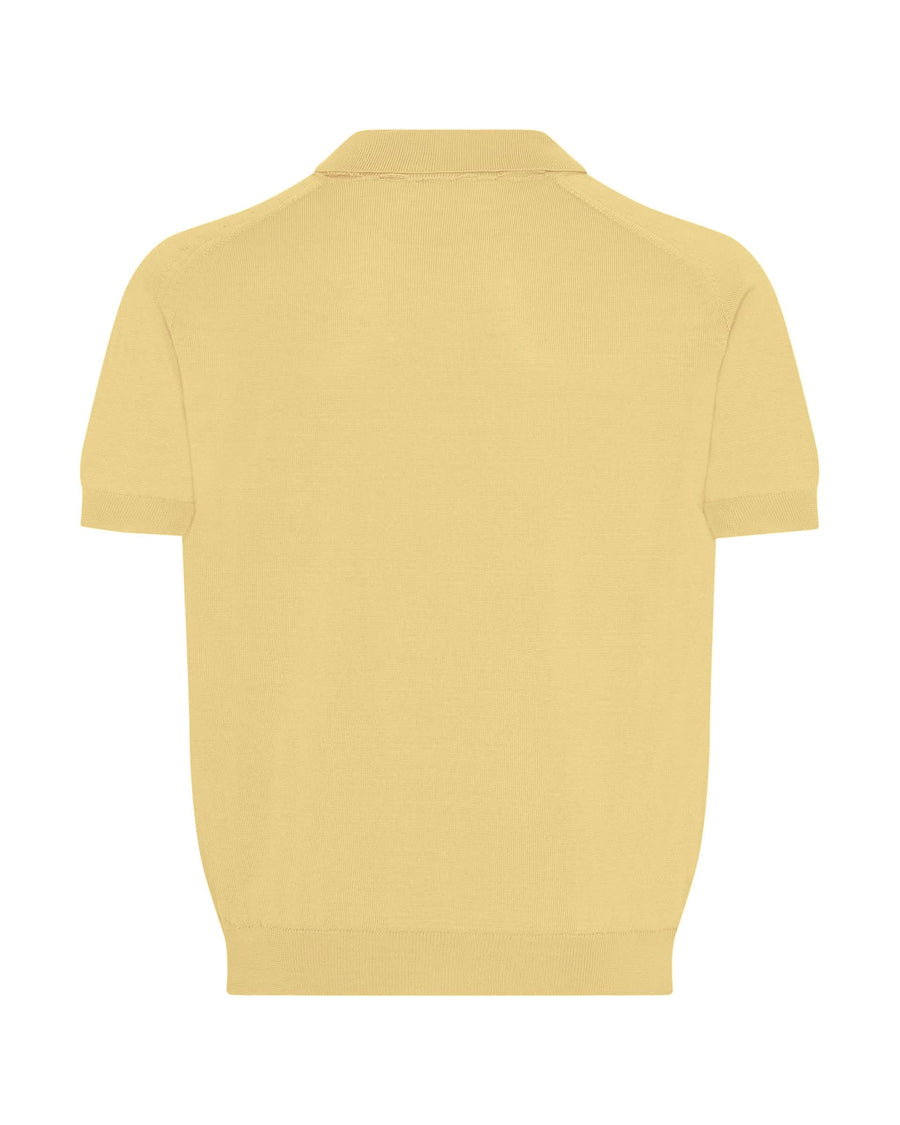 Elliott Merino Wool Silk & Cashmere Knit Polo Yellow
