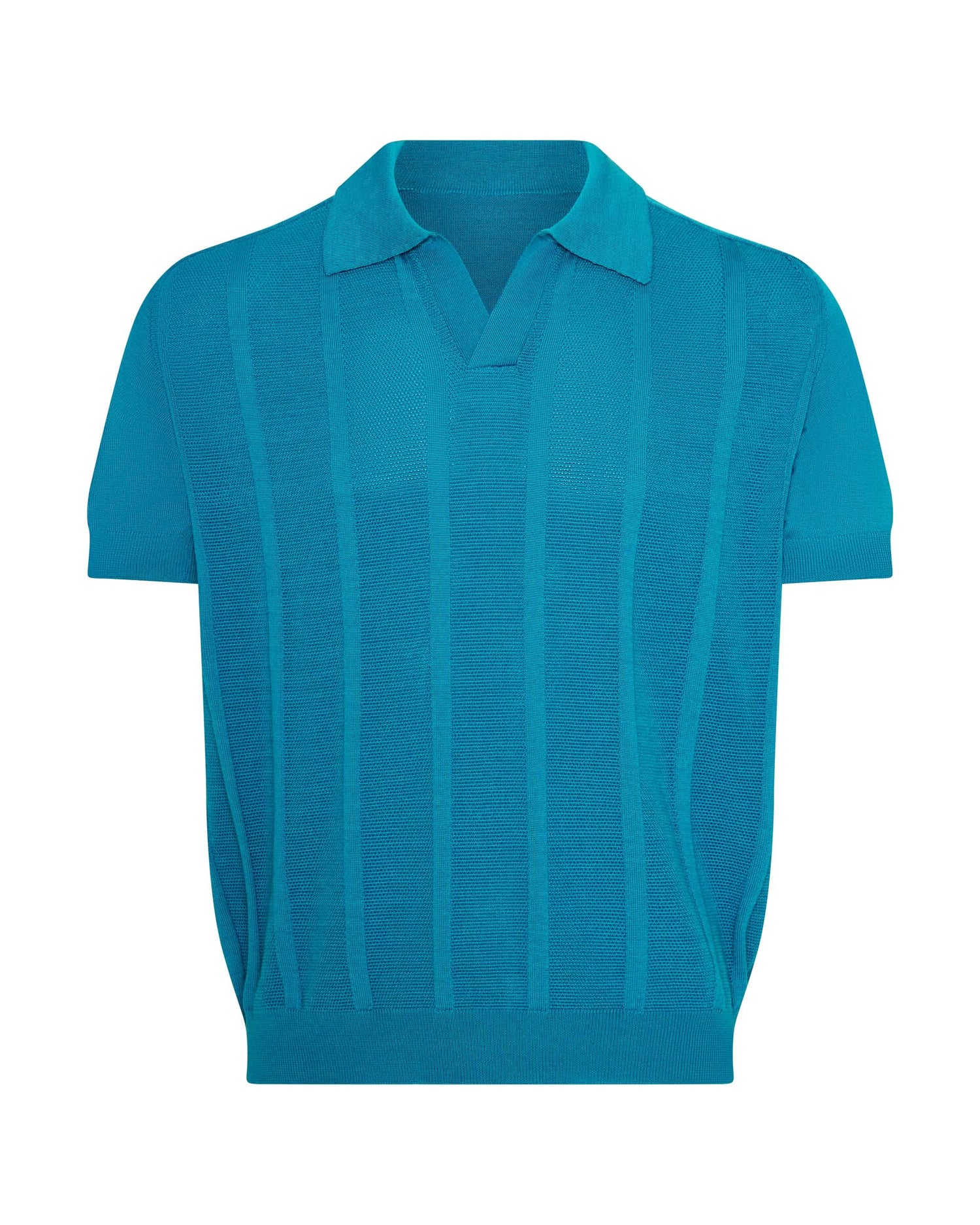 Elliott Merino Wool Silk &amp; Cashmere Knit Polo Teal