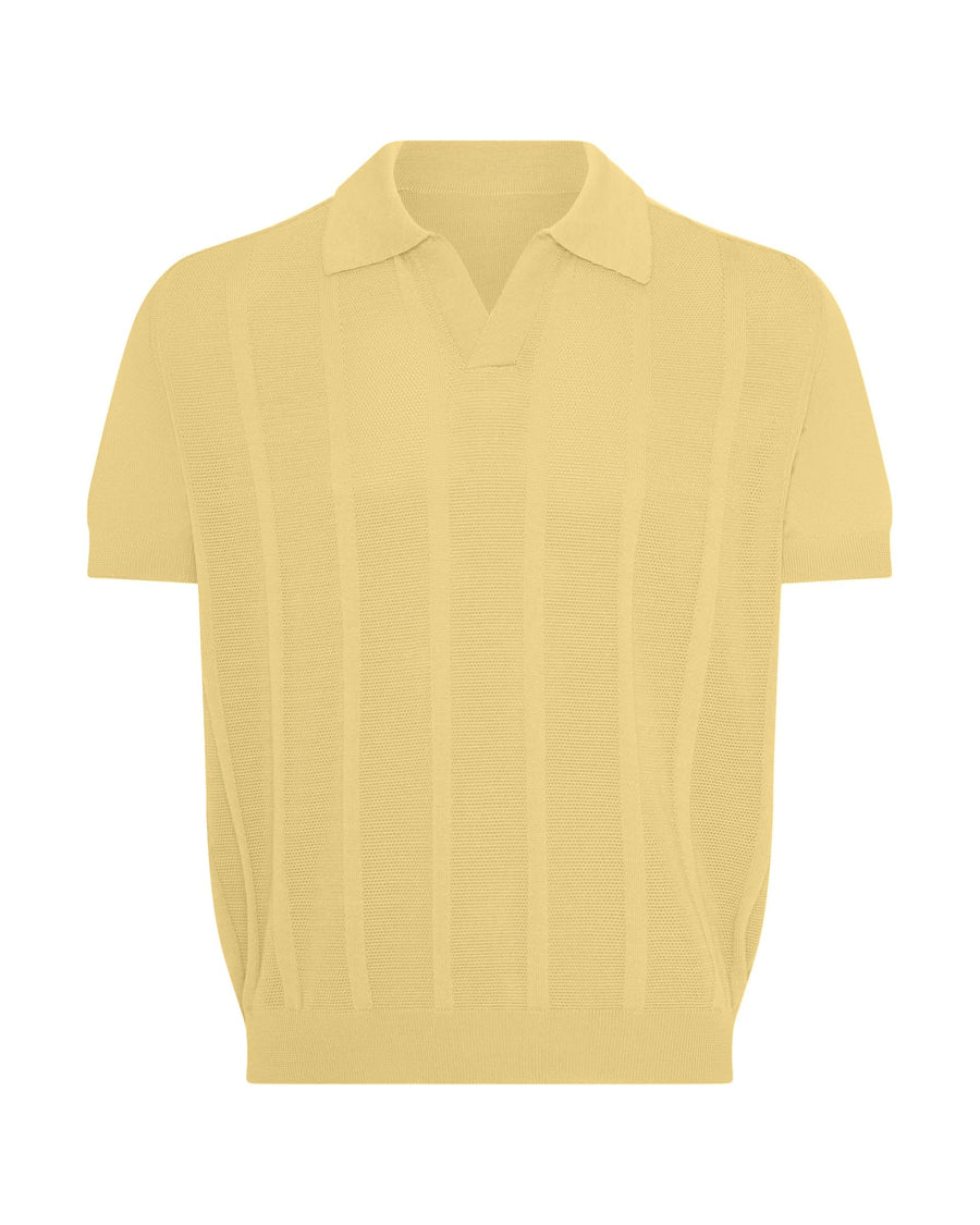 Elliott Merino Wool Silk & Cashmere Knit Polo Yellow