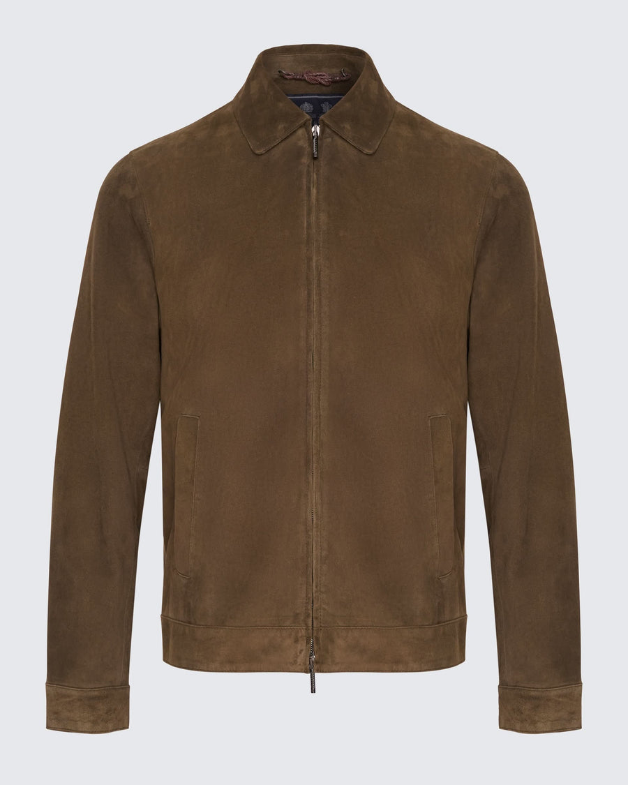 Fadden Suede Bomber Jacket Green