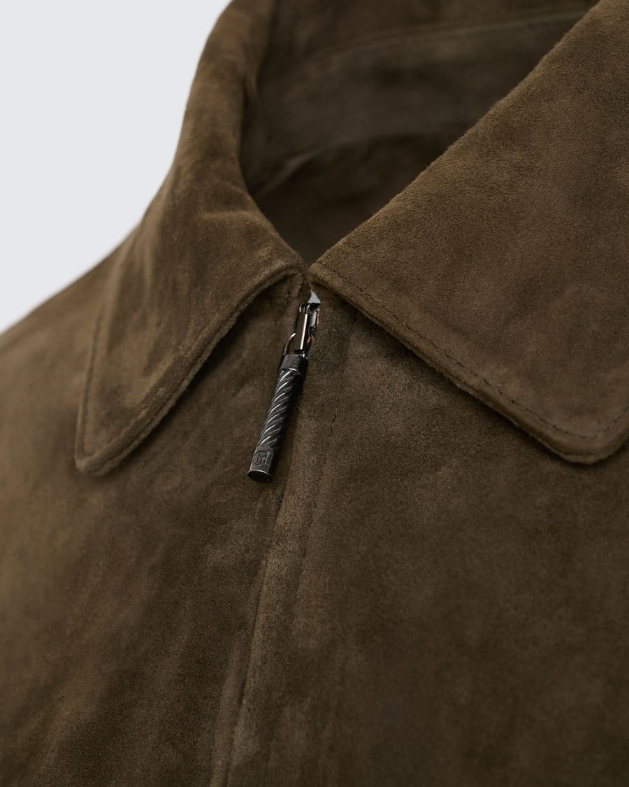Fadden Suede Bomber Jacket Green