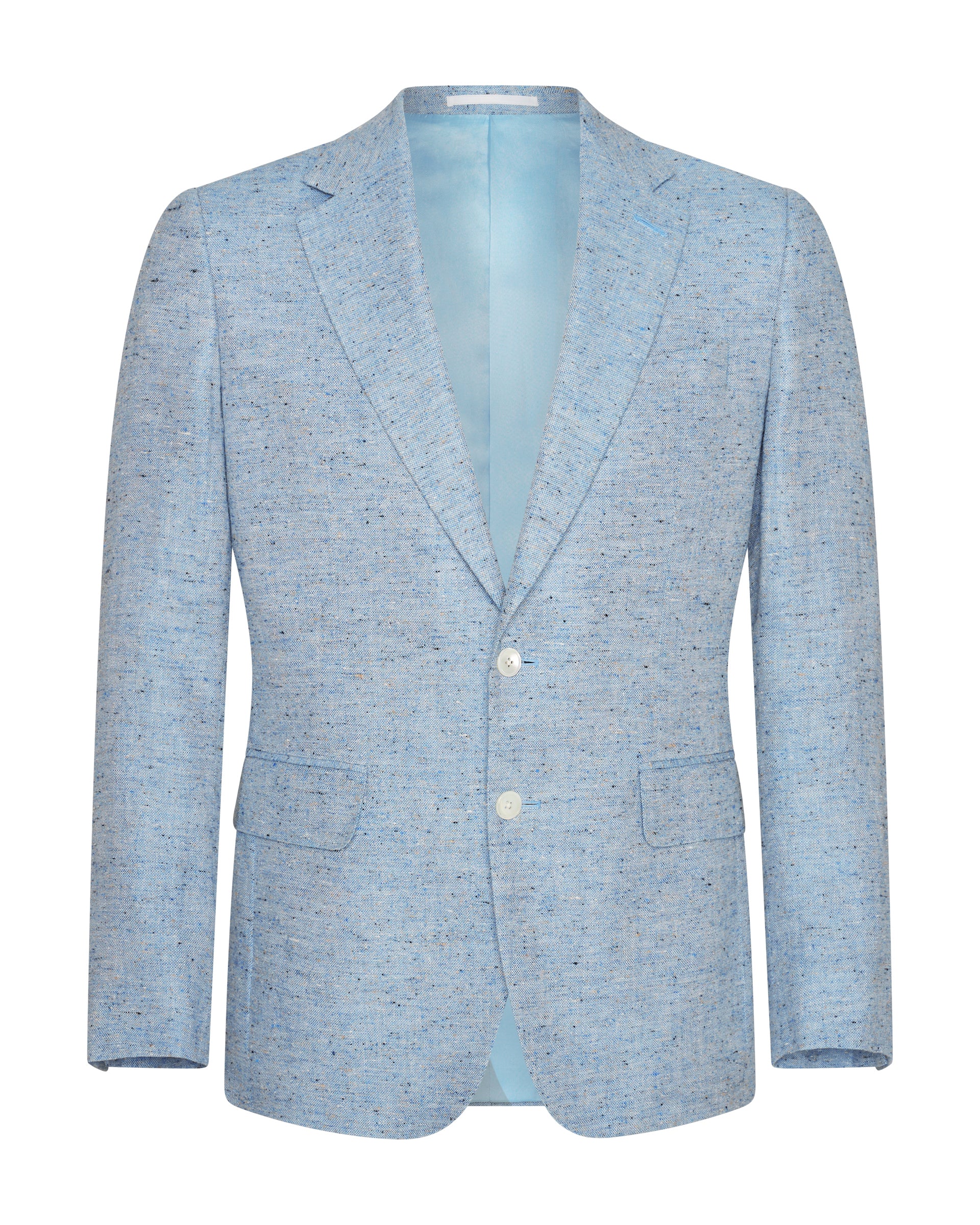 Felton Linen Silk Cotton &amp; Virgin Wool Textured Blazer Light Blue