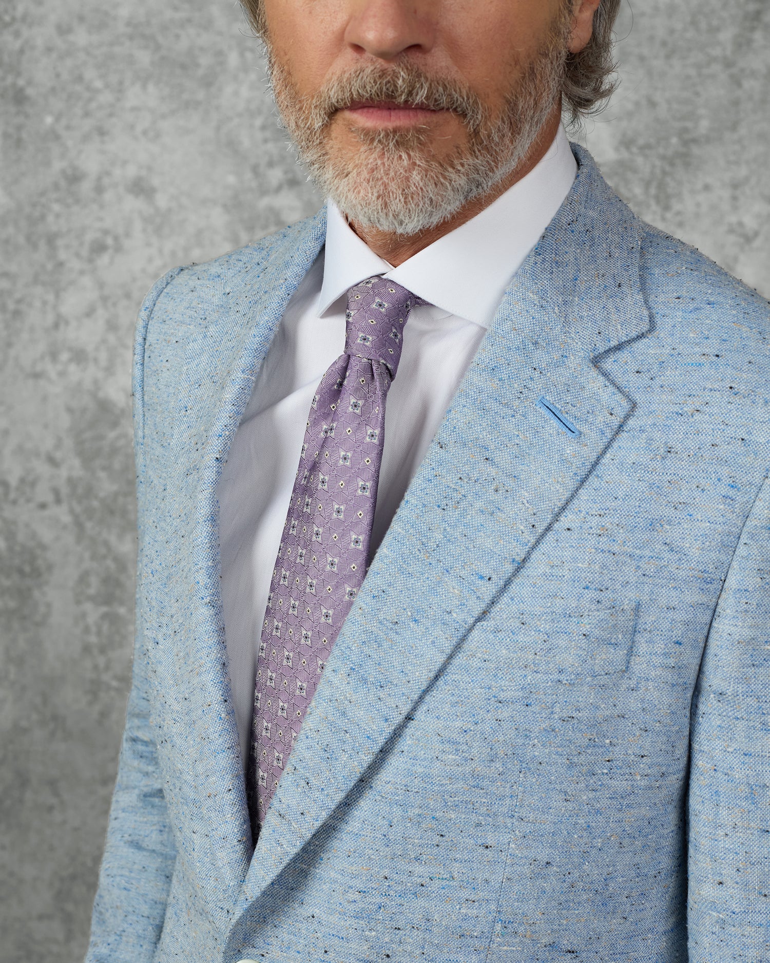 Felton Linen Silk Cotton &amp; Virgin Wool Textured Blazer Light Blue