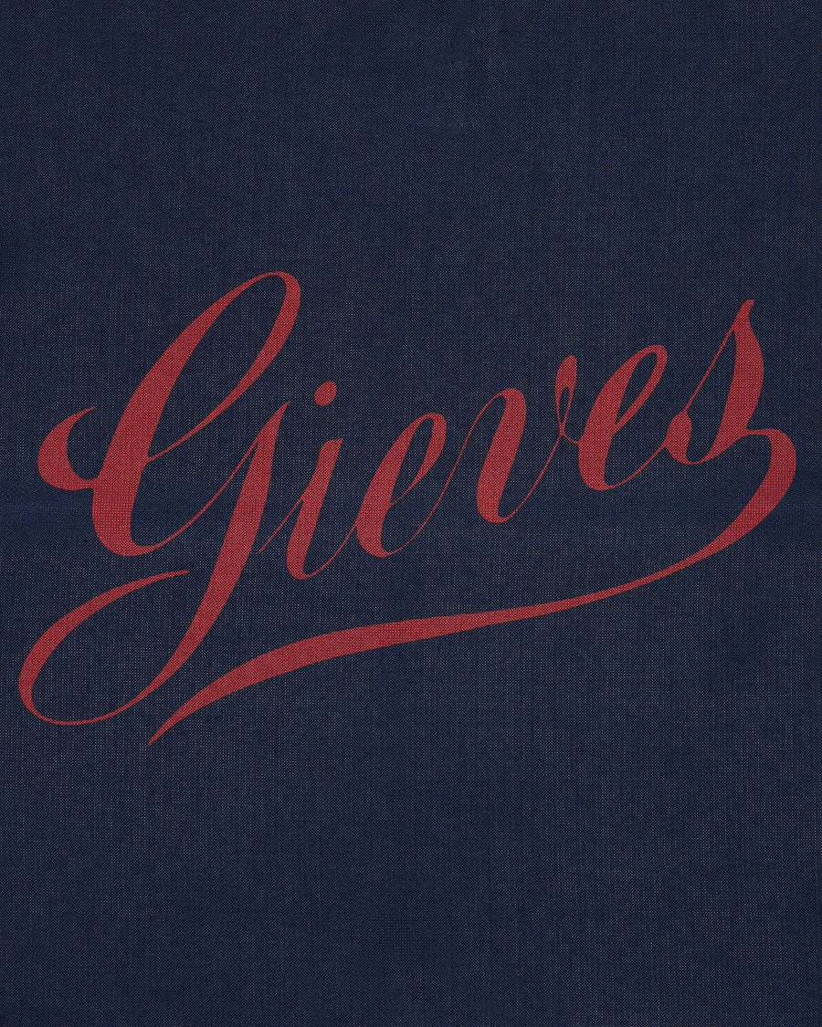 Fisher Double Faced Archive Logo Silk Pocket Square Navy
