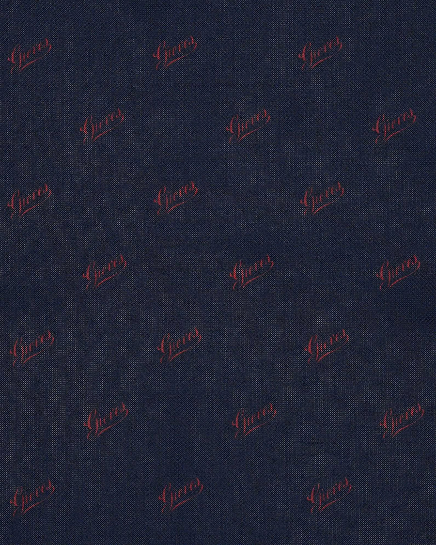 Fisher Double Faced Archive Logo Silk Pocket Square Navy