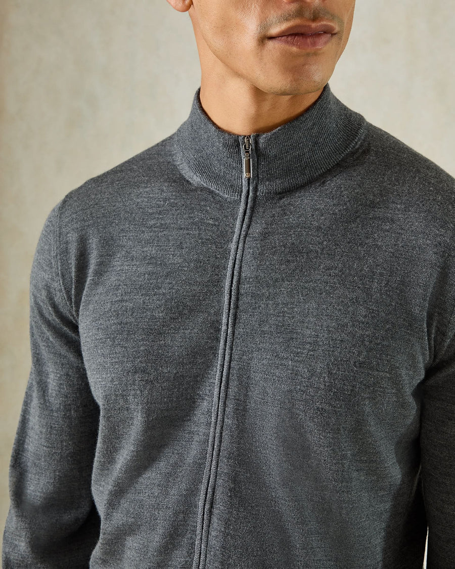 Fraser Ultrafine Merino Wool Full Zip Jumper