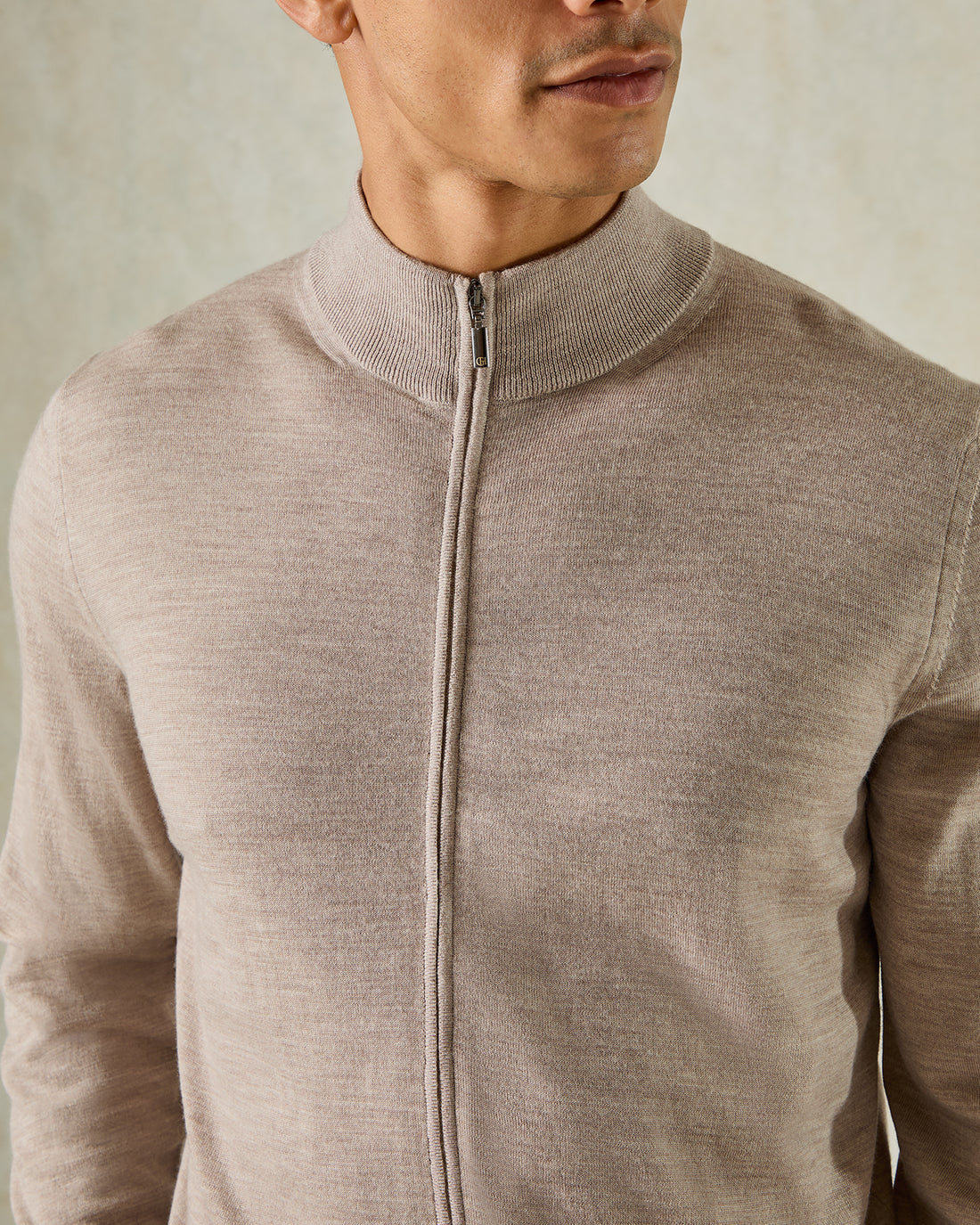Fraser Ultrafine Merino Wool Full Zip Merino Knit Stone