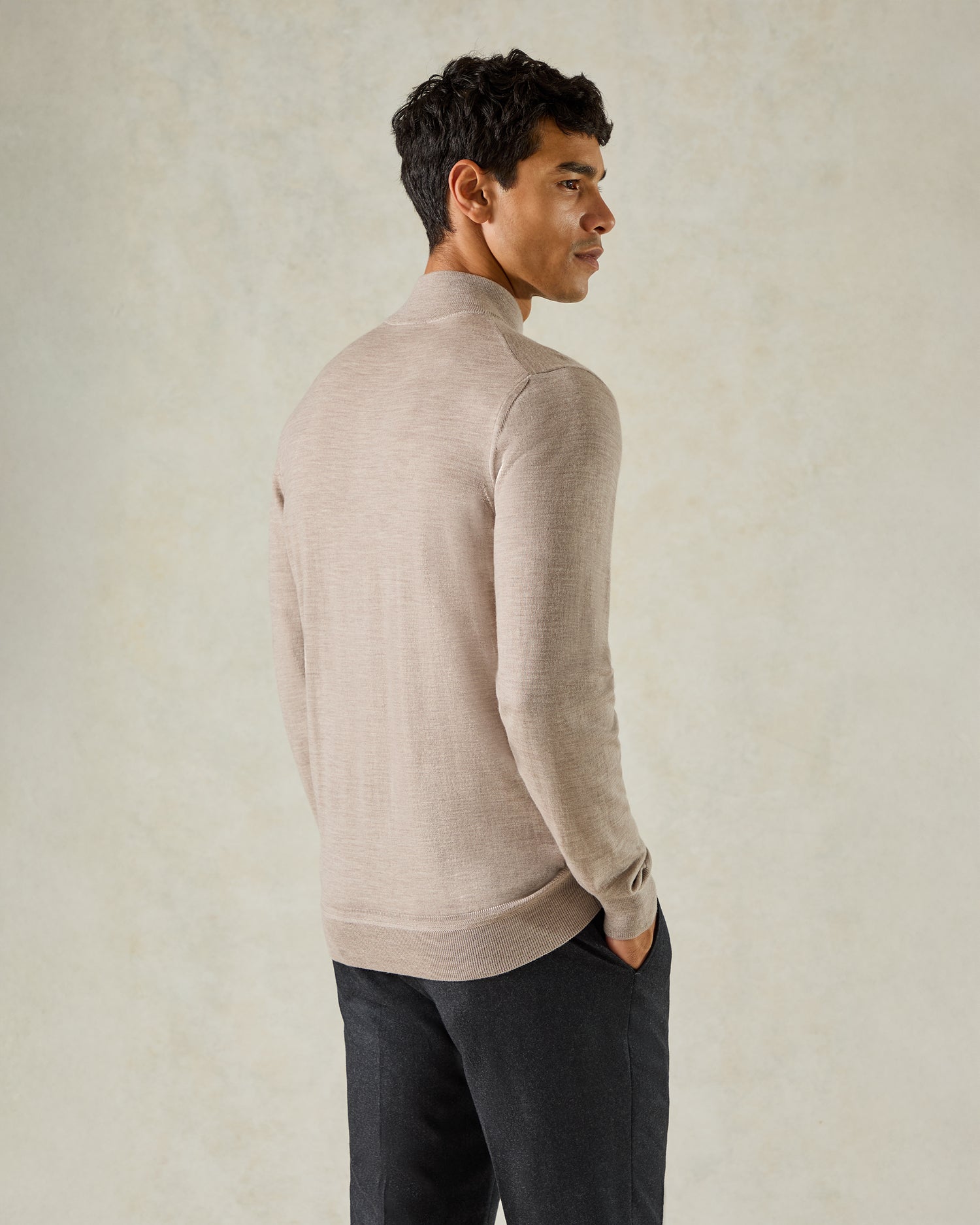Fraser Ultrafine Merino Wool Full Zip Merino Knit Stone