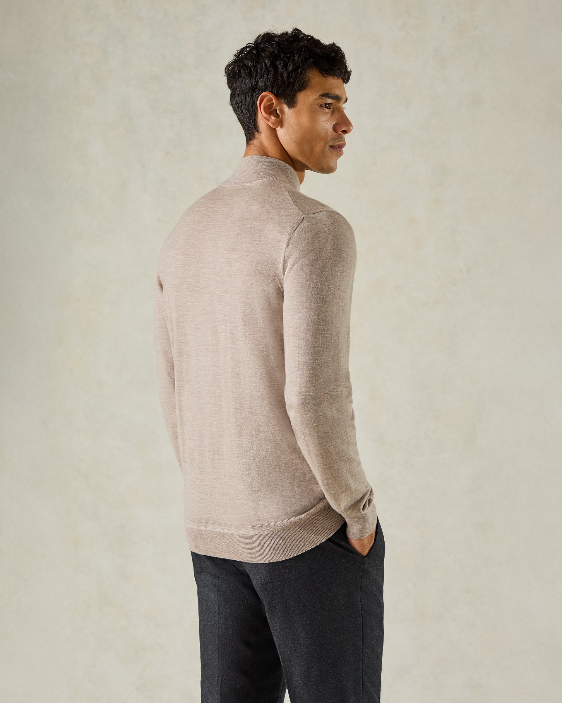 Fraser Ultrafine Merino Wool Full Zip Merino Knit Stone