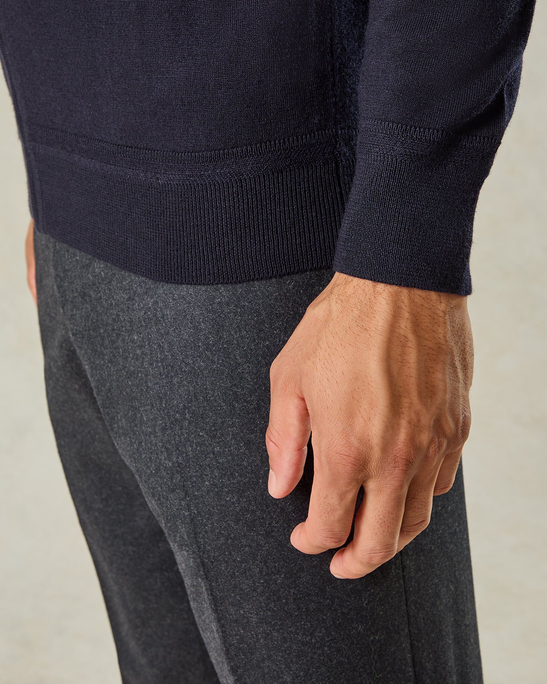 Fraser Ultrafine Merino Wool Full Zip Knit Navy