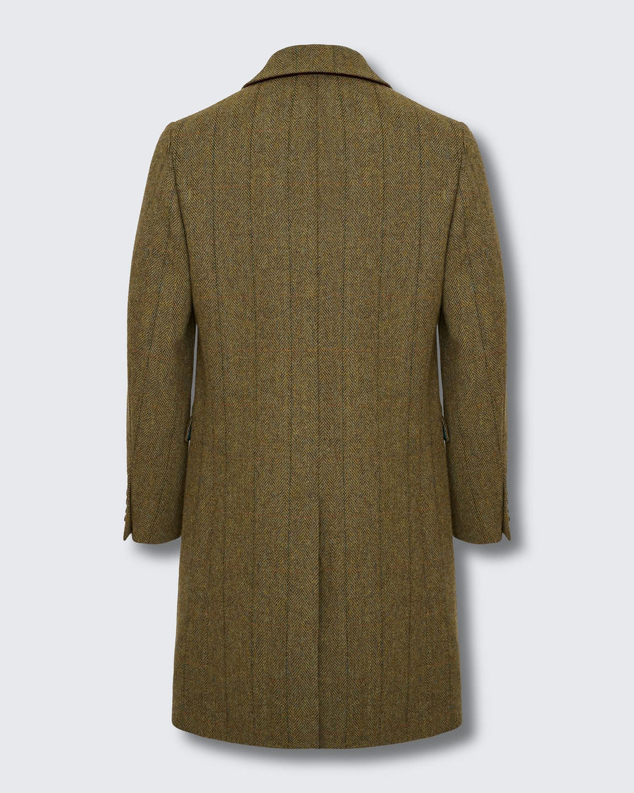Garth Car Coat Green Herringbone