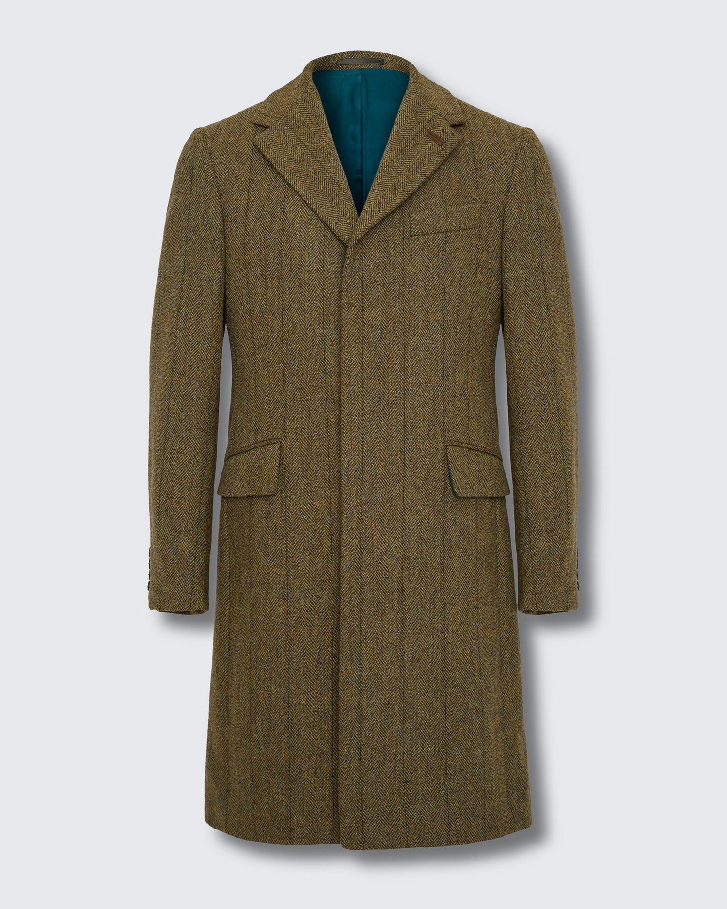 Garth Car Coat Green Herringbone
