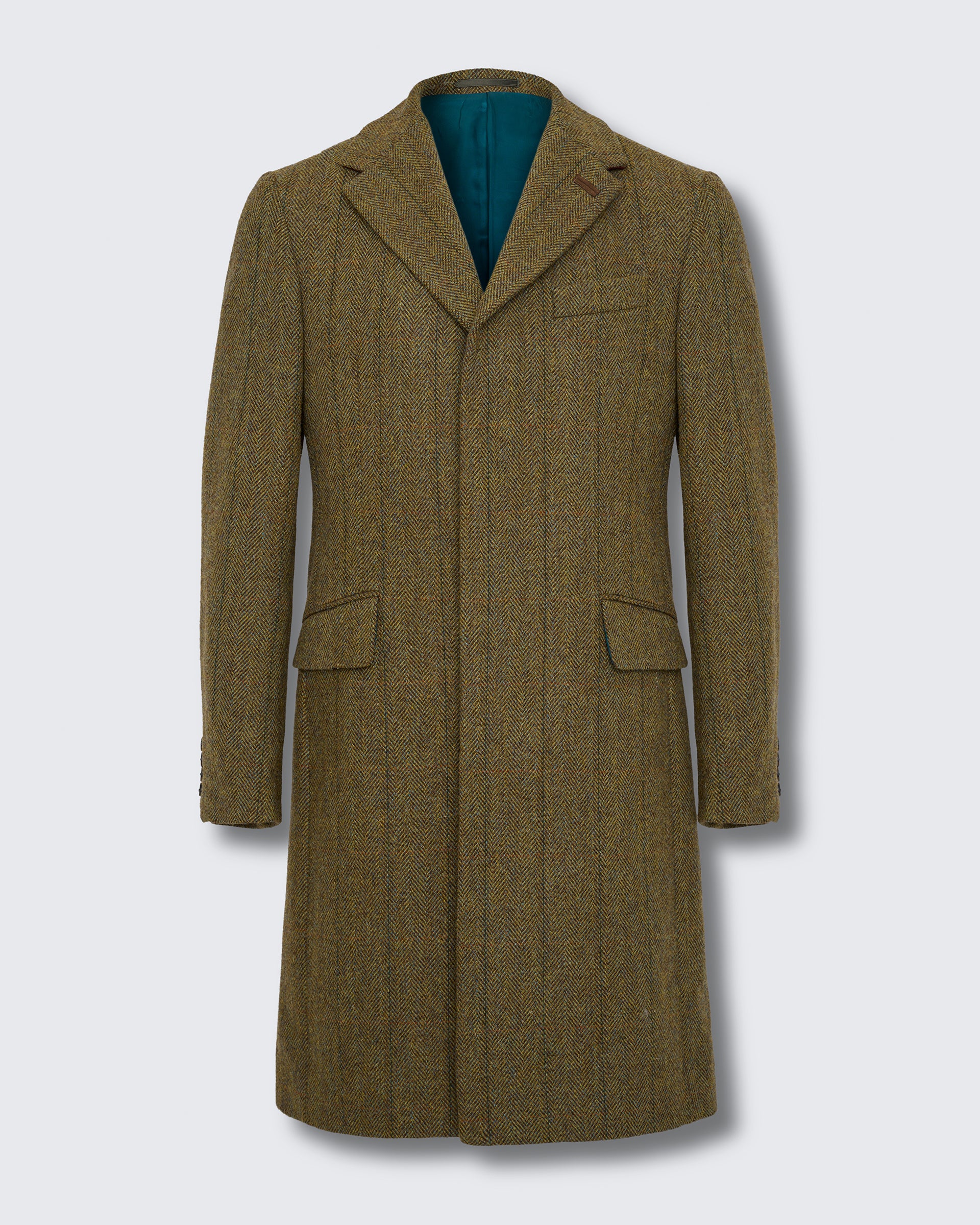 Garth Car Coat Green Herringbone