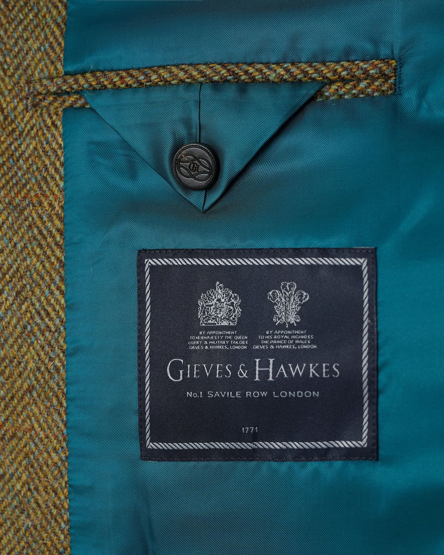 Garth Car Coat Green Herringbone