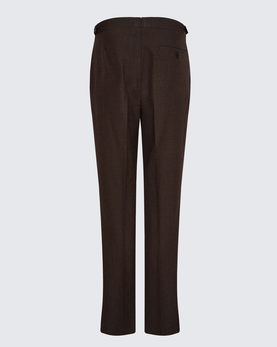 Gavin Double Pleated Virgin Wool Trouser Brown